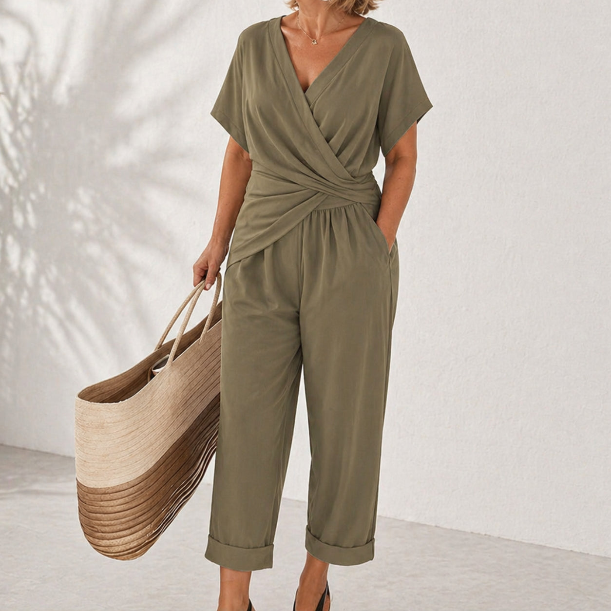Cora | Wrap Front Top & Cropped Trouser Set
