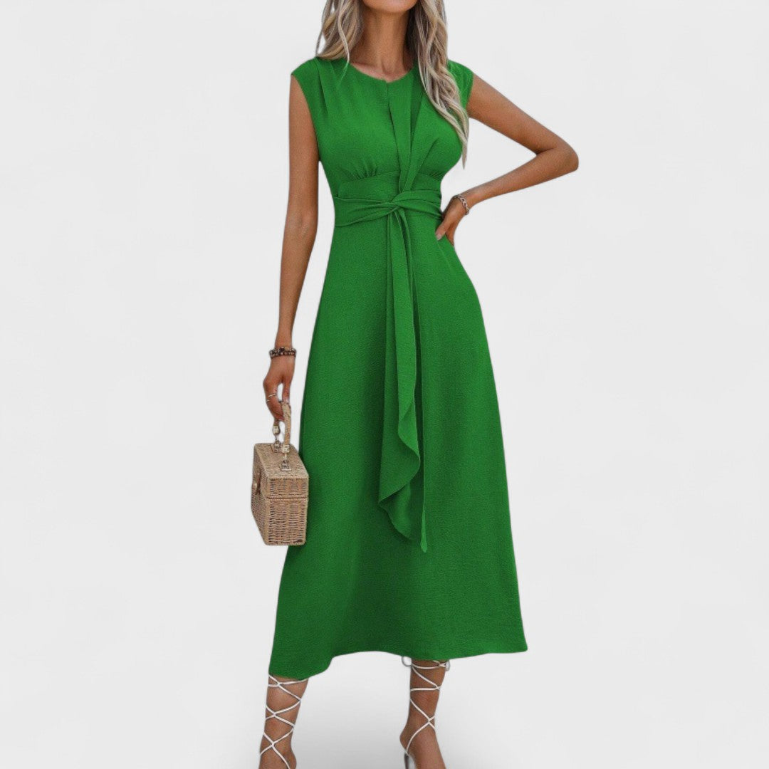 Elsie | Belted Sleeveless Midi Dress
