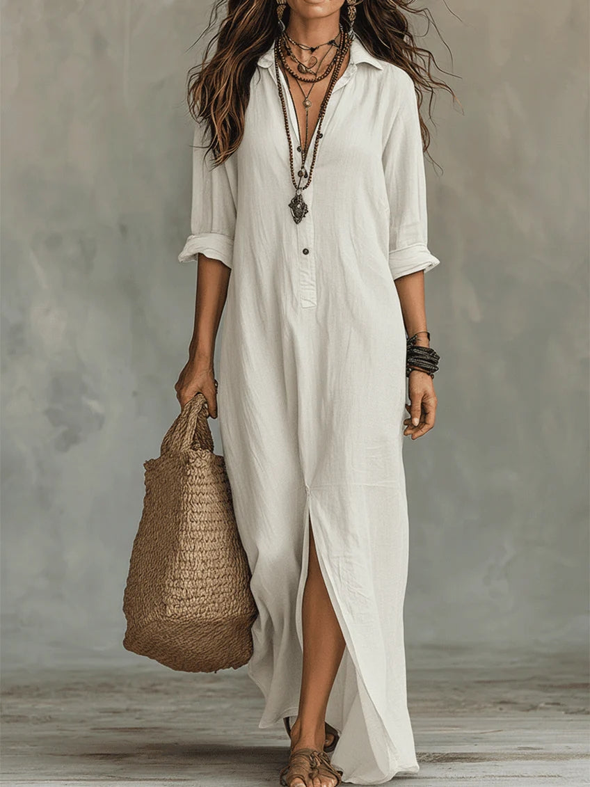 Dorothy | Relaxed Linen Maxi Shirt Dress