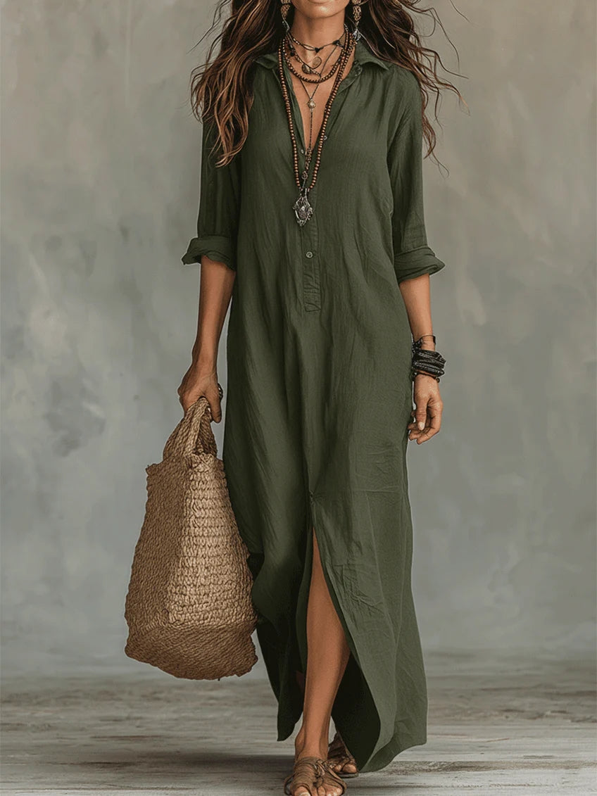 Dorothy | Relaxed Linen Maxi Shirt Dress