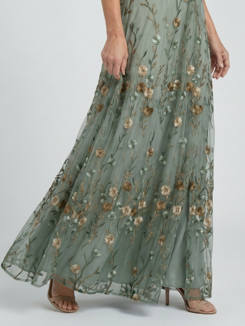 Selora | Floral Print Flutter Sleeve Maxi Dress
