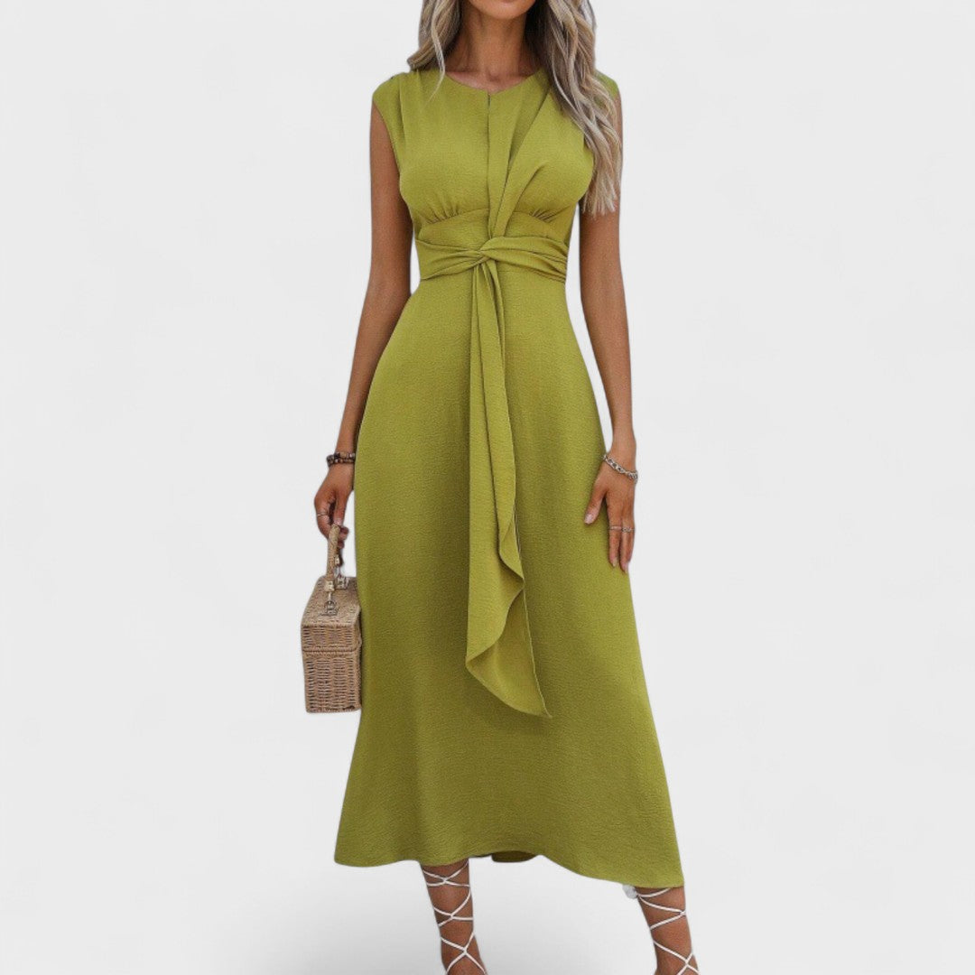 Elsie | Belted Sleeveless Midi Dress