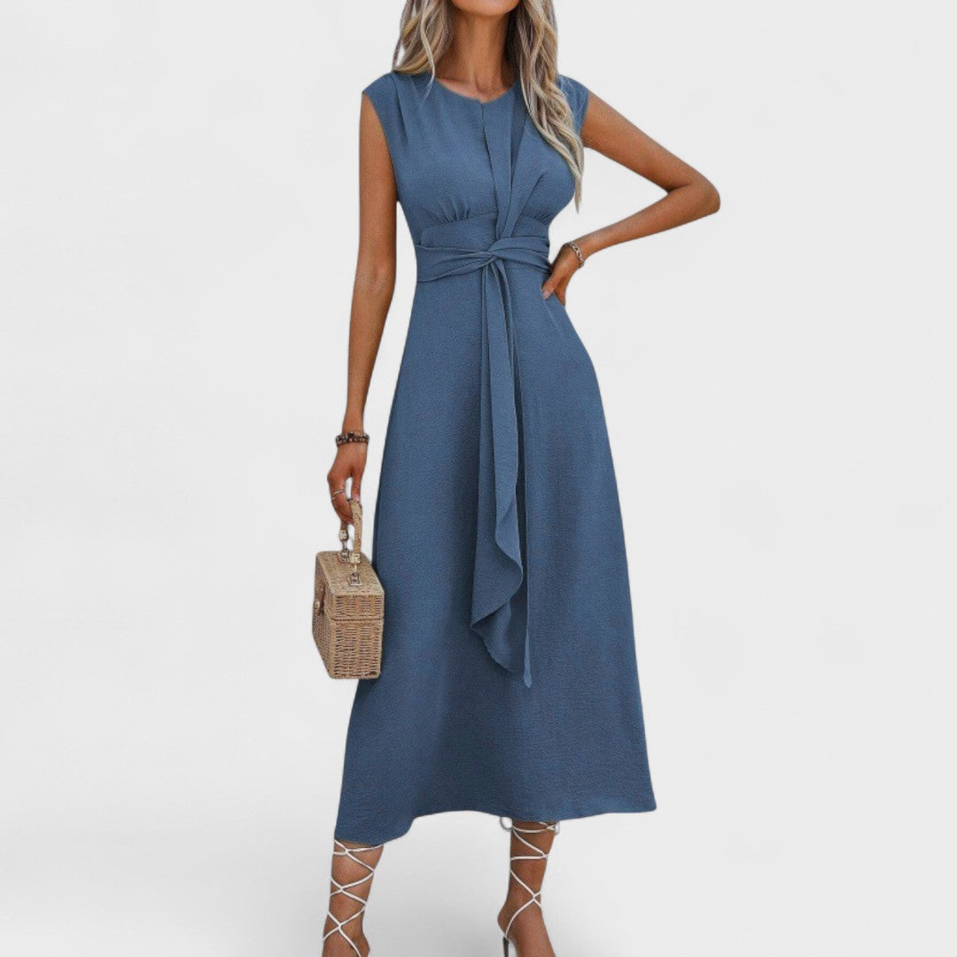 Elsie | Belted Sleeveless Midi Dress