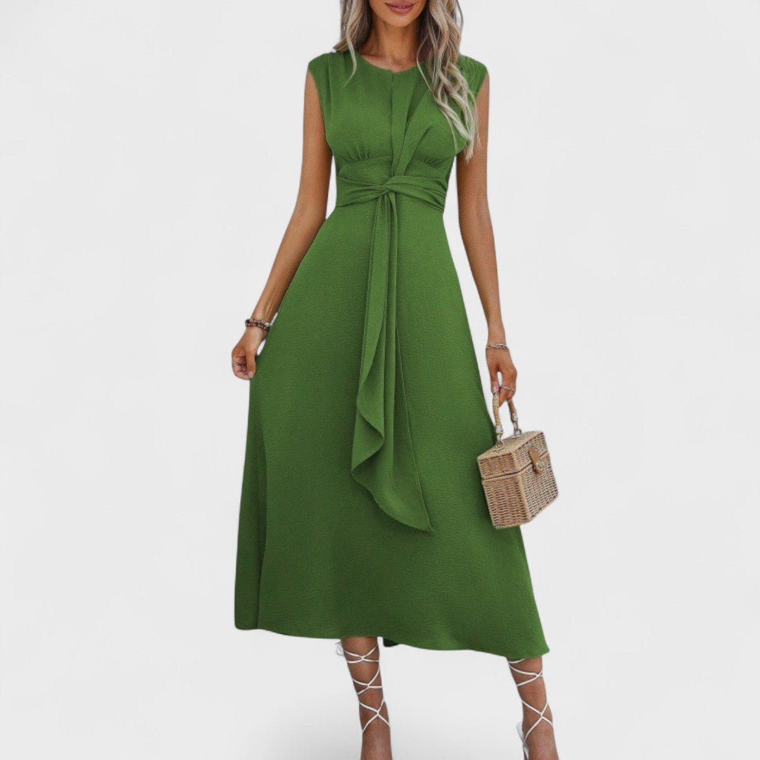 Elsie | Belted Sleeveless Midi Dress