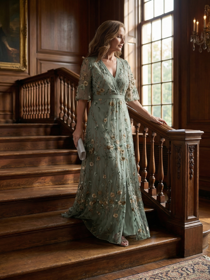 Selora | Floral Print Flutter Sleeve Maxi Dress