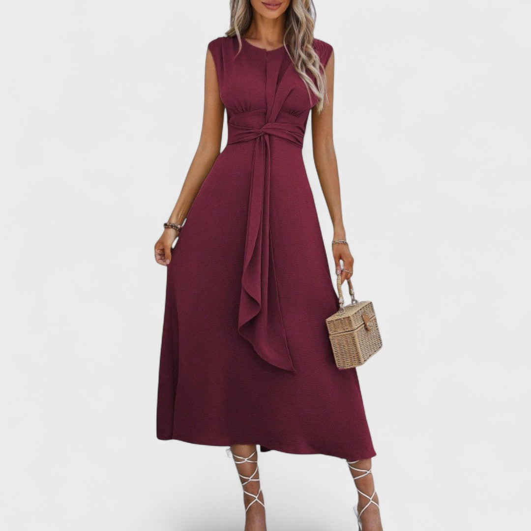 Elsie | Belted Sleeveless Midi Dress