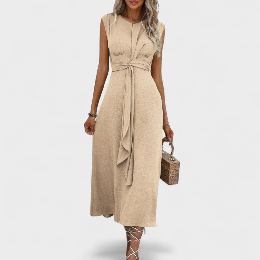 Elsie | Belted Sleeveless Midi Dress
