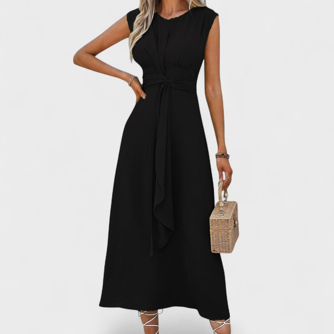 Elsie | Belted Sleeveless Midi Dress