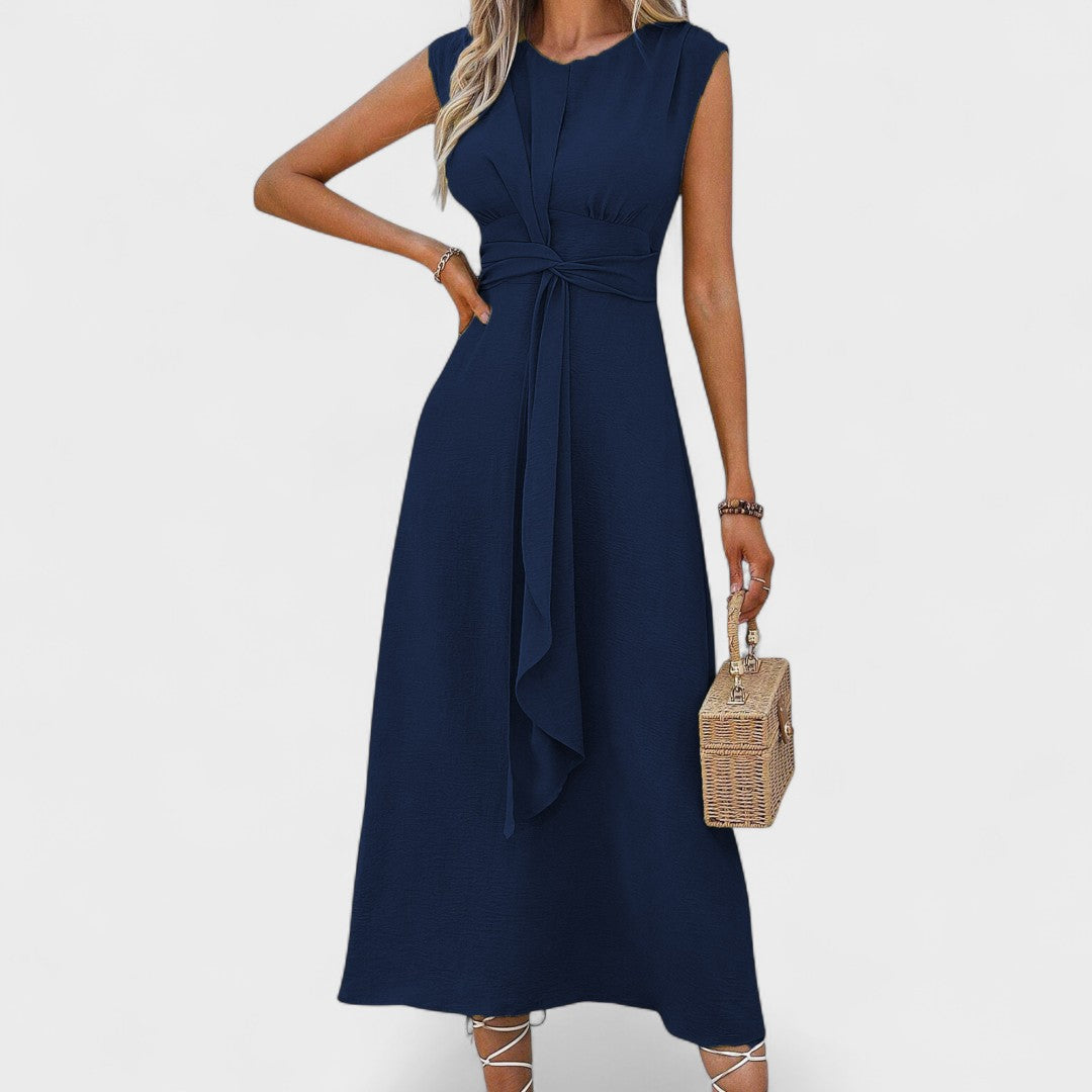 Elsie | Belted Sleeveless Midi Dress