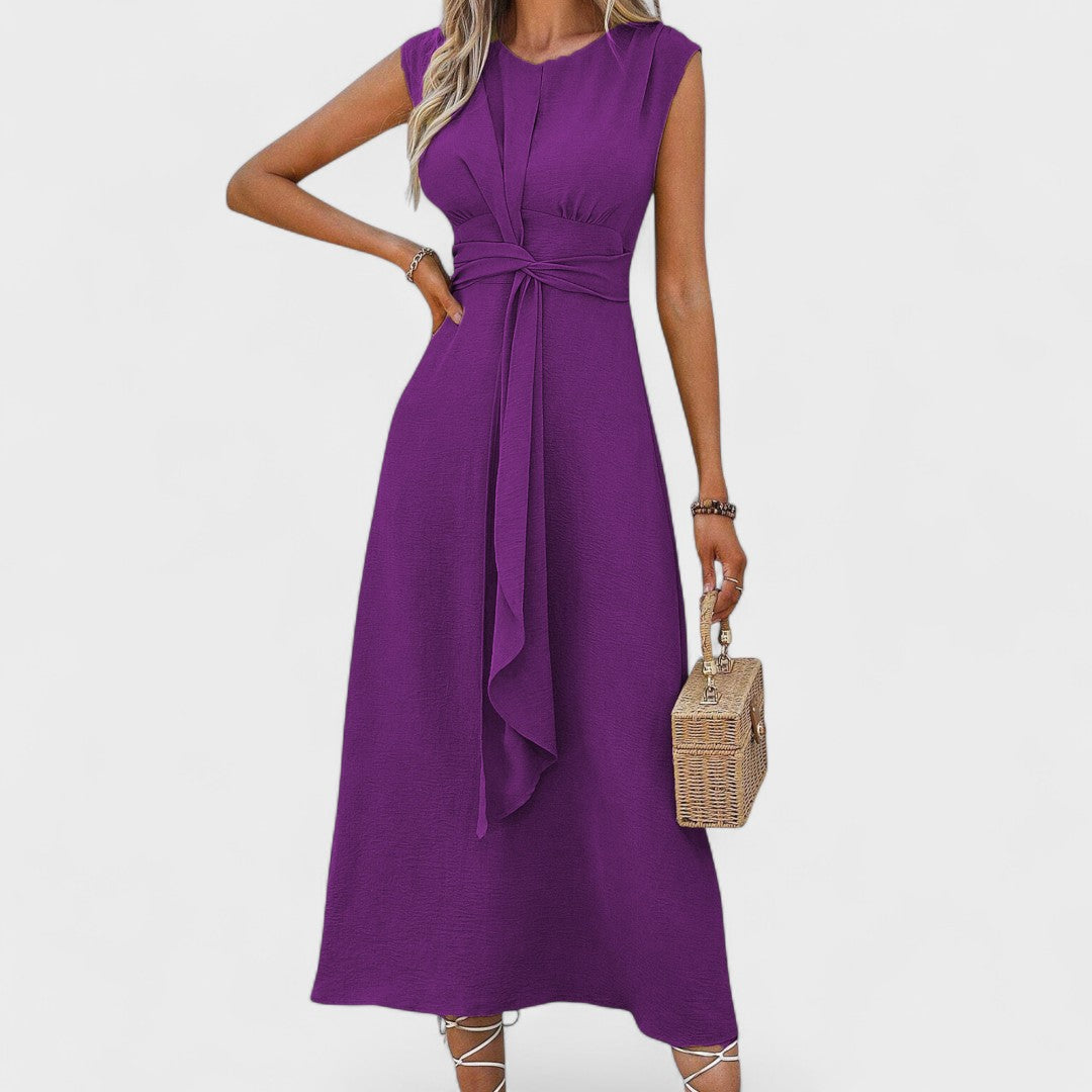 Elsie | Belted Sleeveless Midi Dress