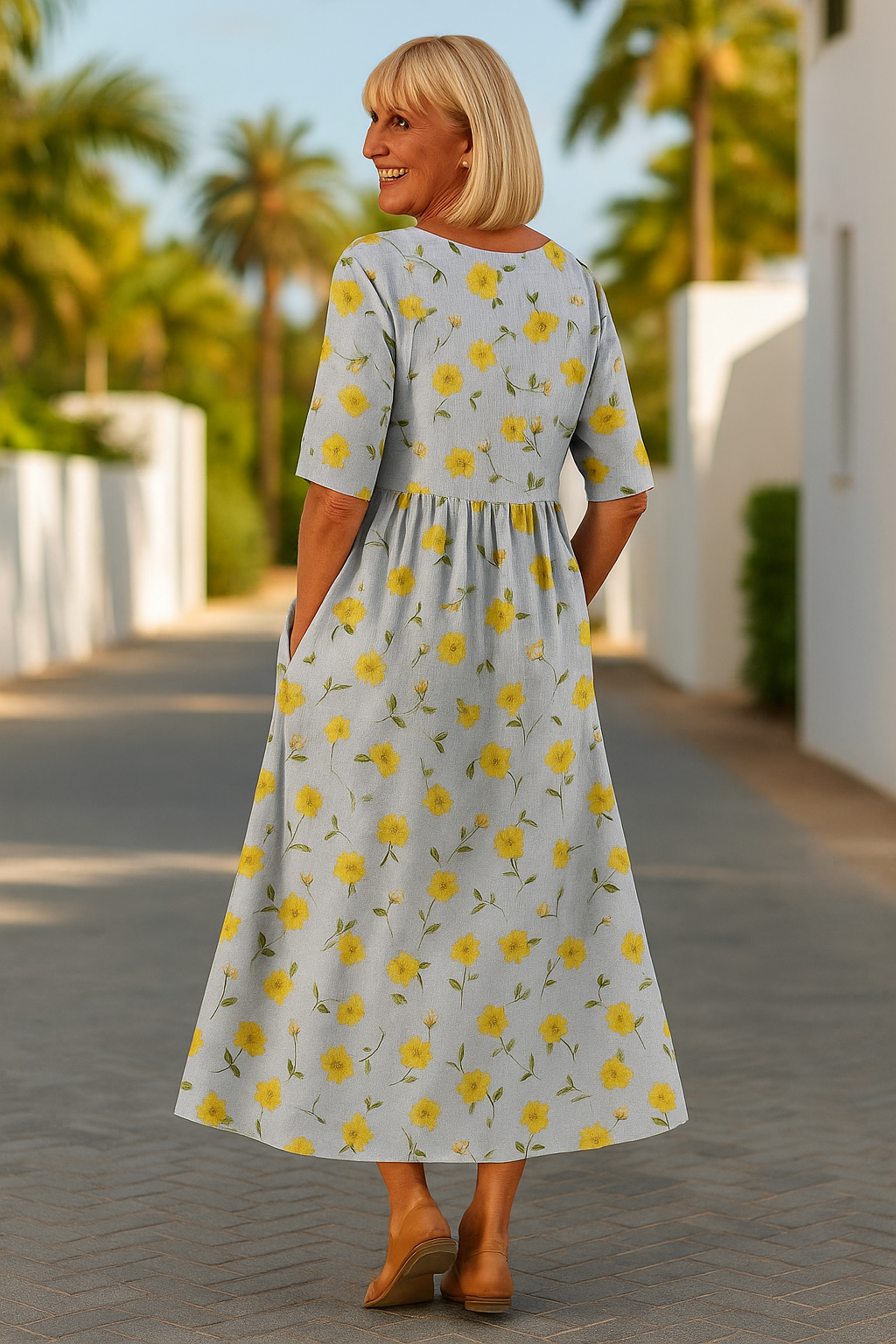 Penelope | Botanical Print Midi Dress