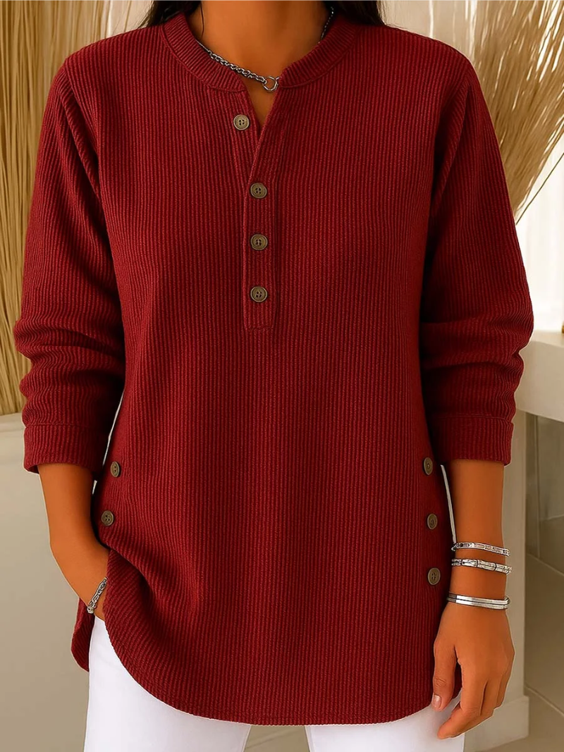 Livia | Ribbed Button Top