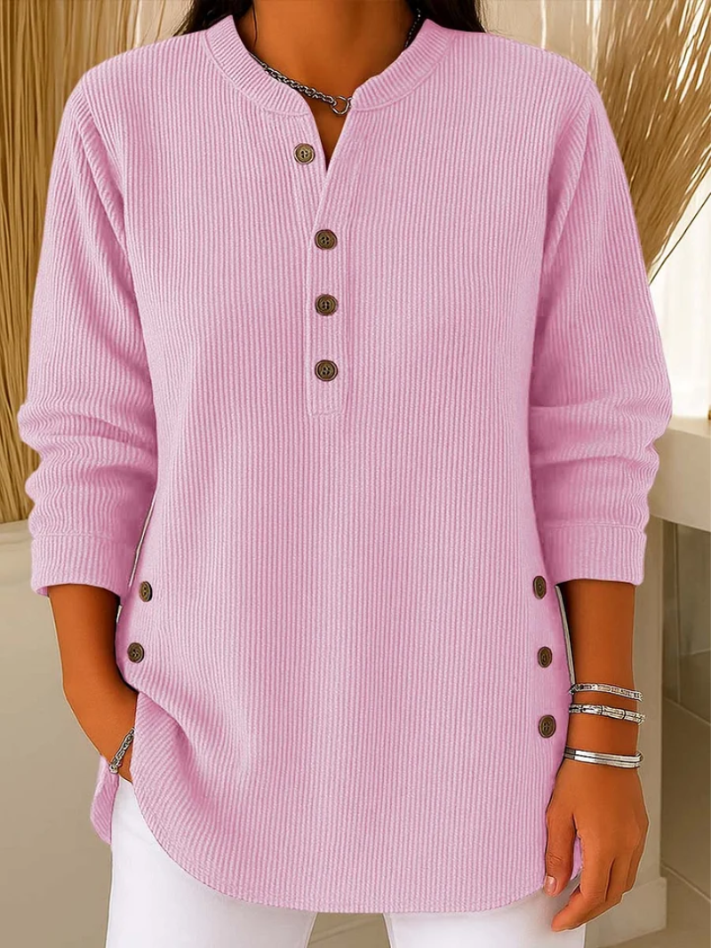 Livia | Ribbed Button Top