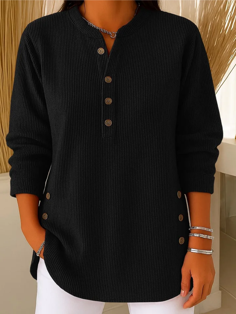 Livia | Ribbed Button Top