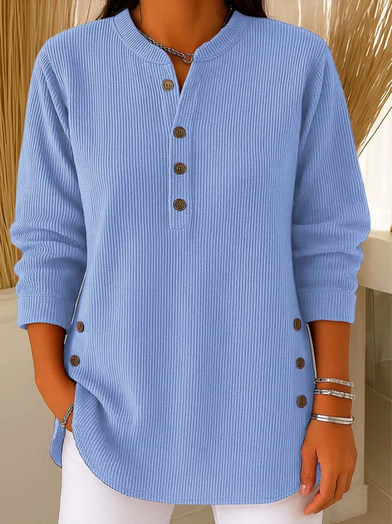Livia | Ribbed Button Top