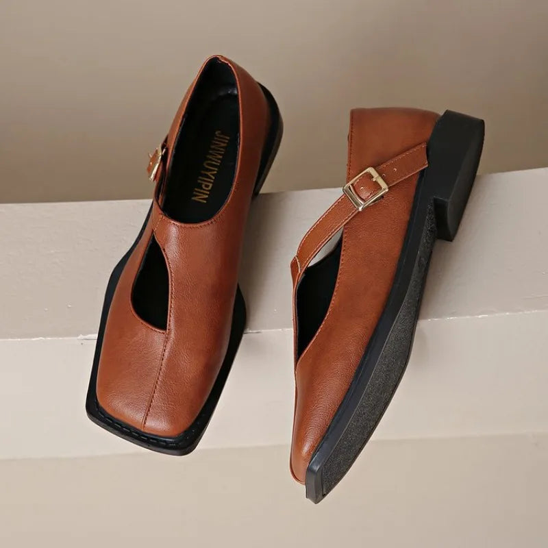Clara | Square Toe Leather Mary Jane