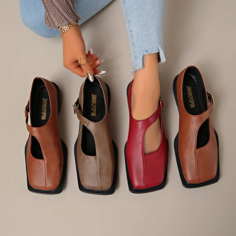 Clara | Square Toe Leather Mary Jane