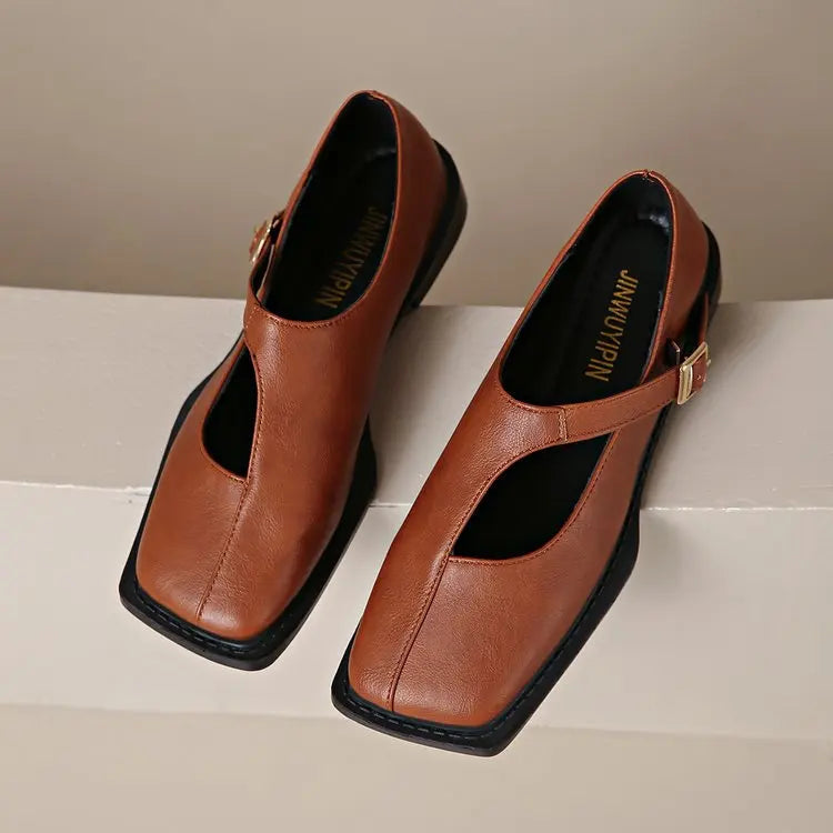 Clara | Square Toe Leather Mary Jane