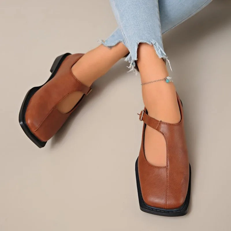 Clara | Square Toe Leather Mary Jane