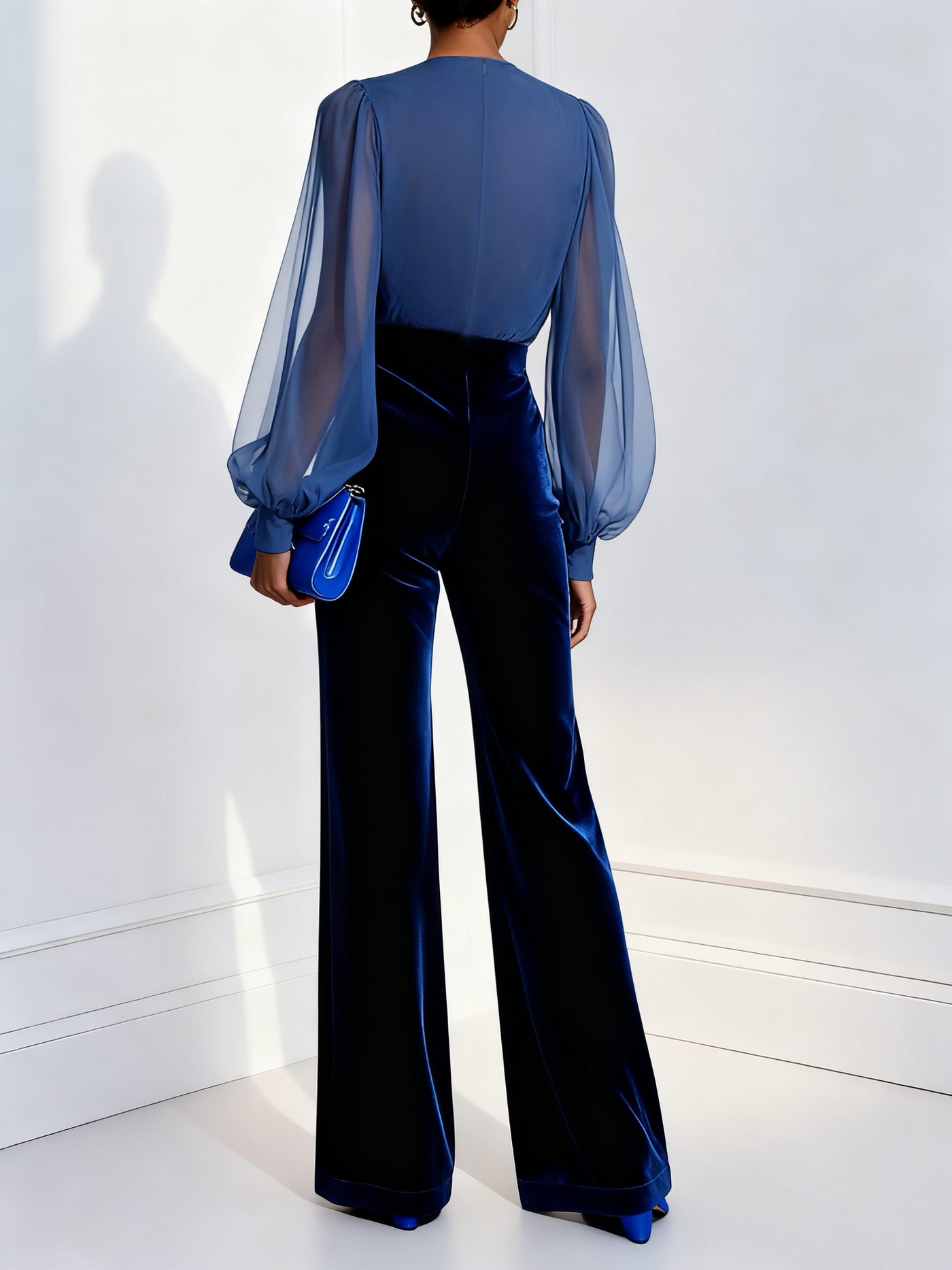 Maud | Velvet Wide-Leg 2-Piece Set with Wrap Top