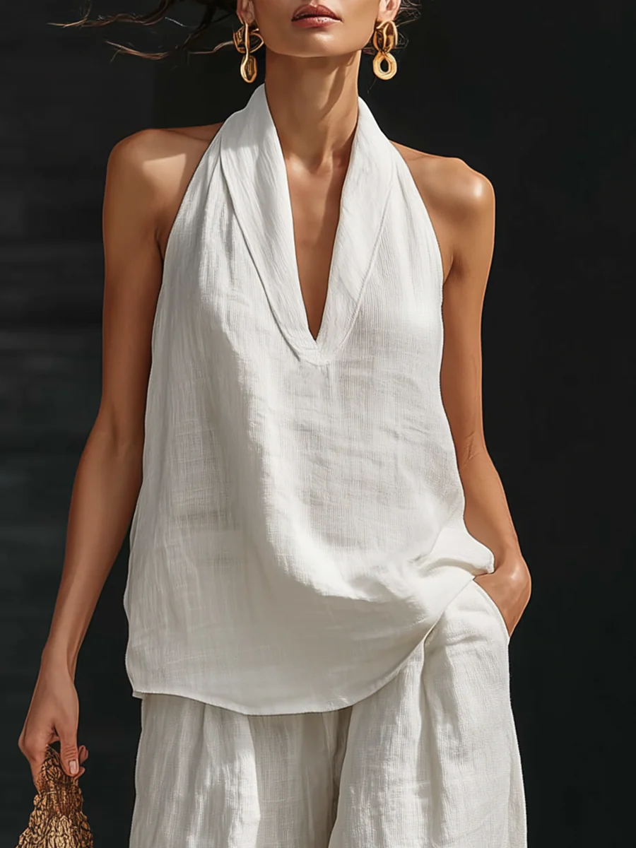 Zoë | Sleeveless Set with Wide Trousers