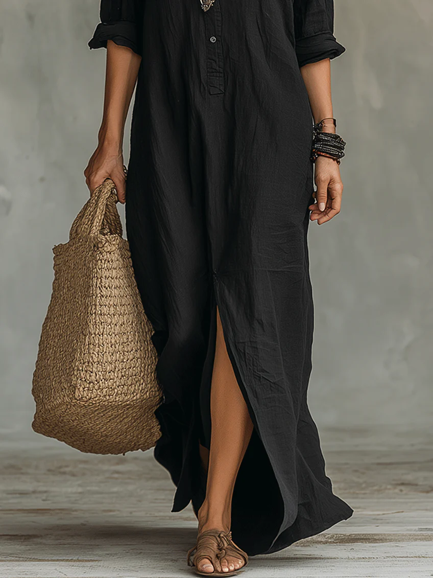 Dorothy | Relaxed Linen Maxi Shirt Dress