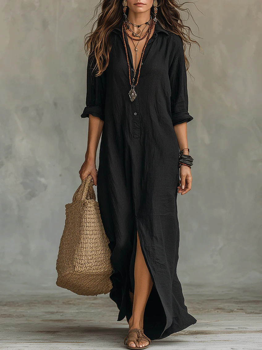 Dorothy | Relaxed Linen Maxi Shirt Dress