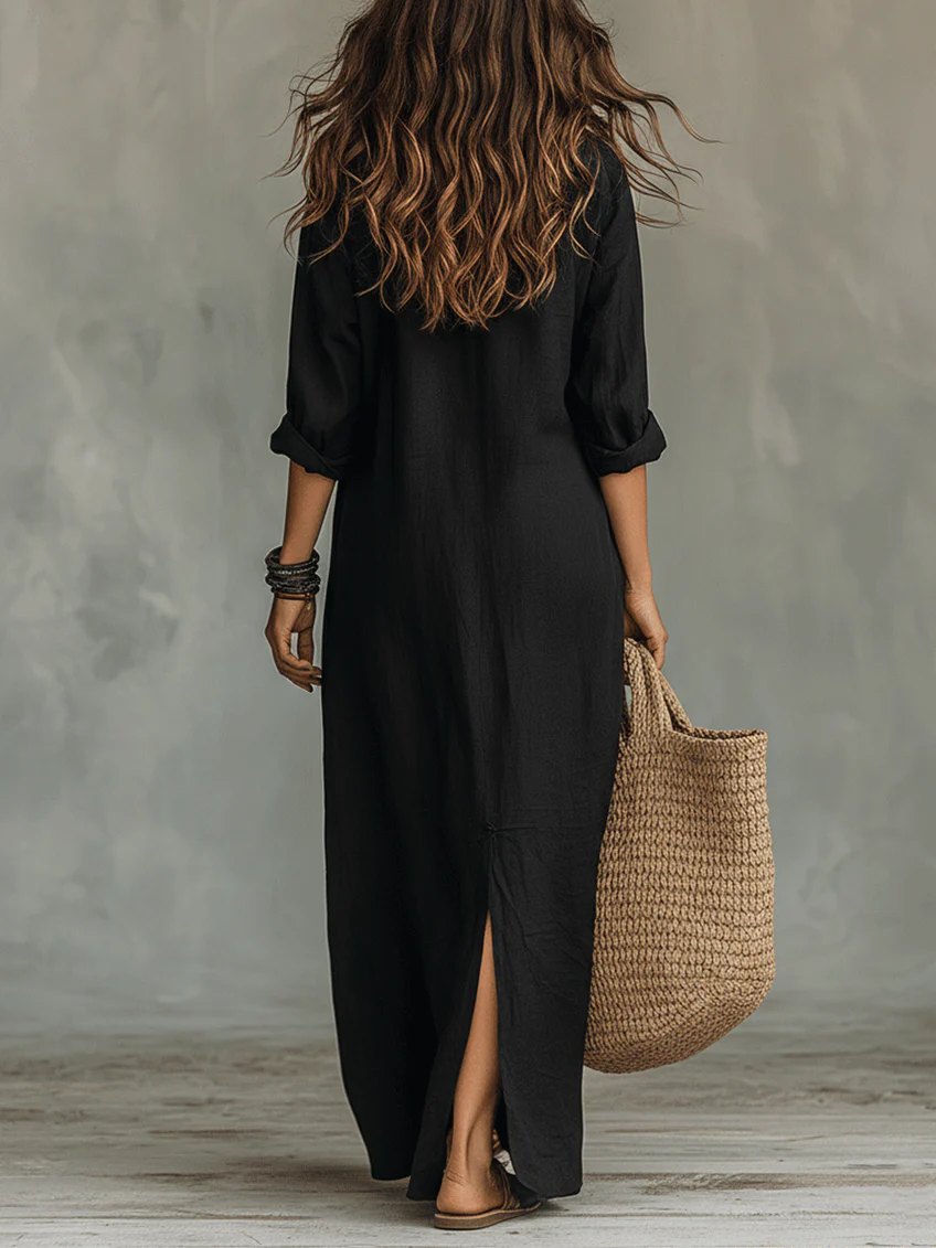 Dorothy | Relaxed Linen Maxi Shirt Dress