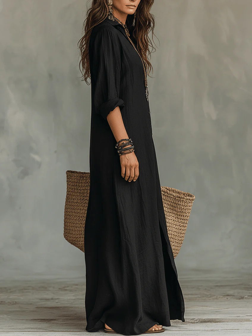 Dorothy | Relaxed Linen Maxi Shirt Dress