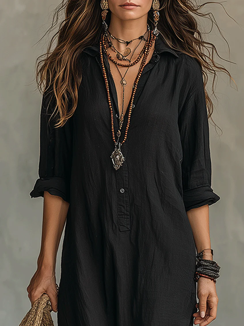 Dorothy | Relaxed Linen Maxi Shirt Dress