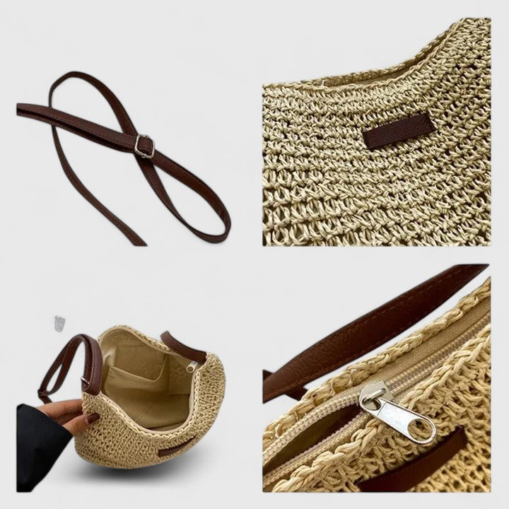 Kathy | Woven Straw Crossbody Bag