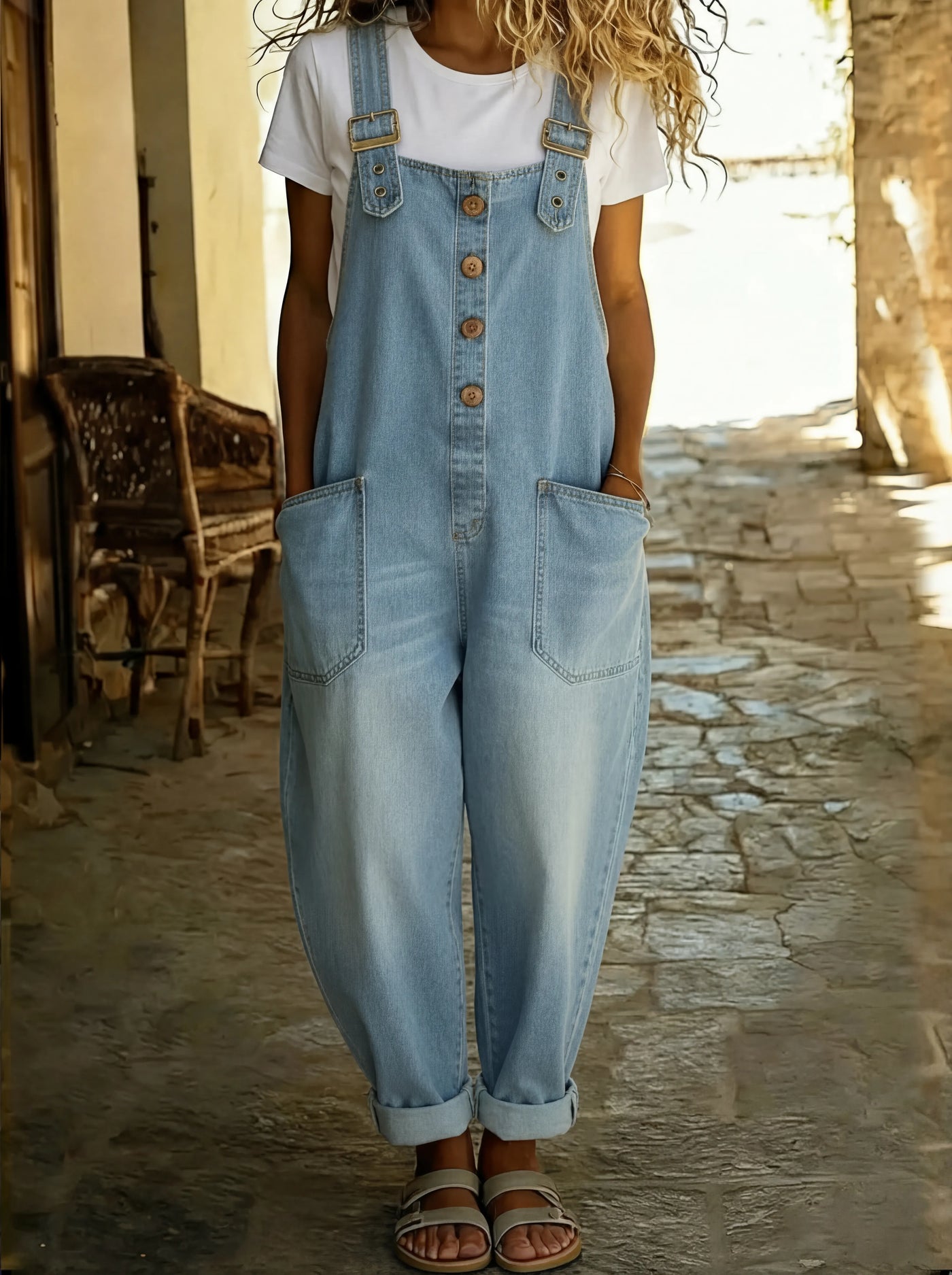 Beryl | Casual Denim Jumpsuit with Adjustable Buckle