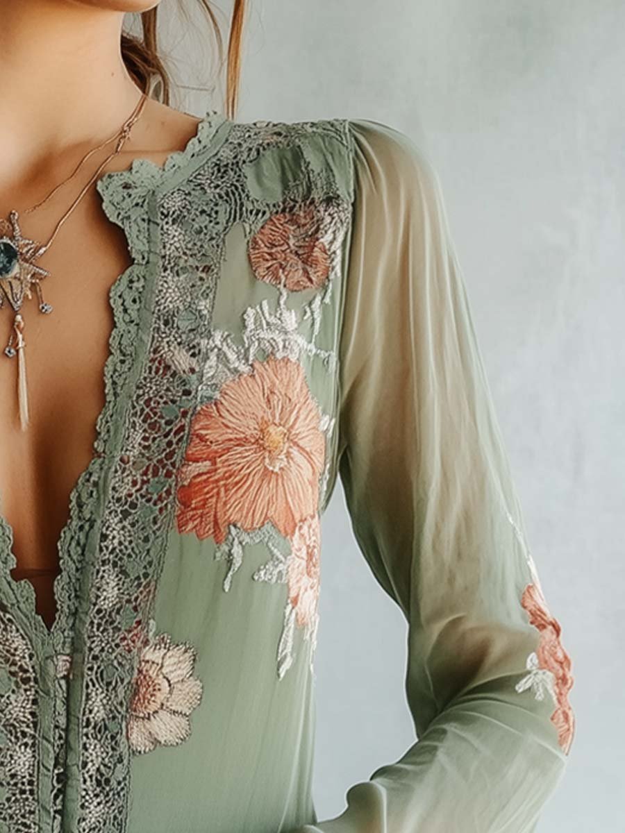 Lara | Floral Printed Lace Blouse