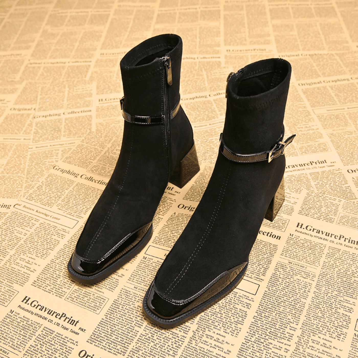 Avenoir | Suede Block Heel Ankle Boot