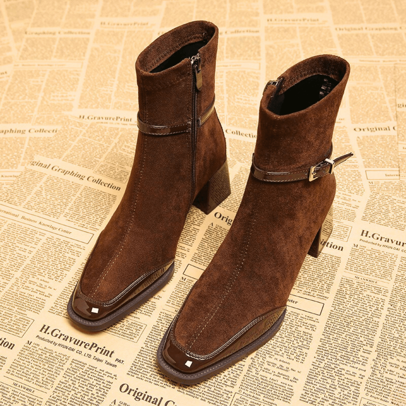 Avenoir | Suede Block Heel Ankle Boot