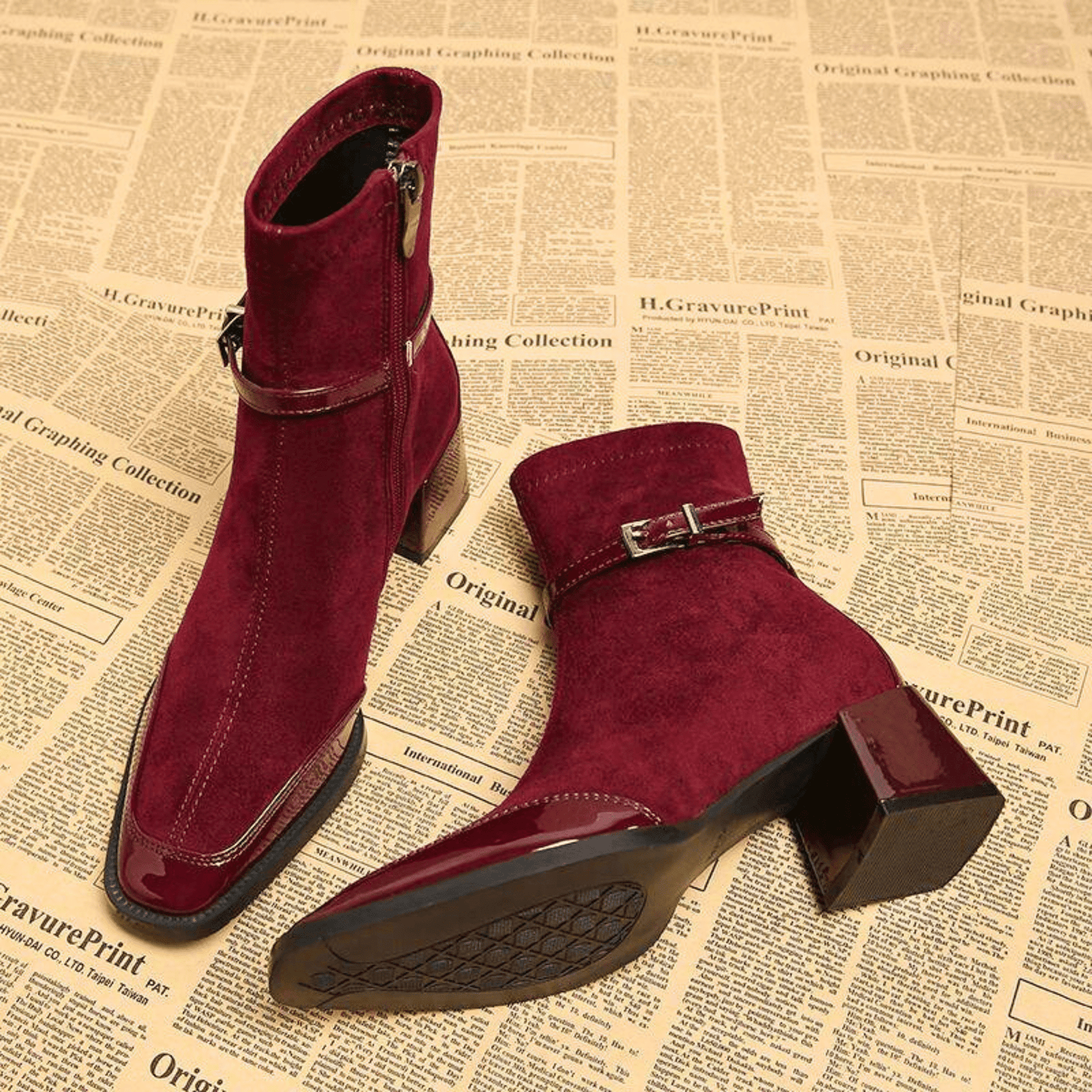 Avenoir | Suede Block Heel Ankle Boot
